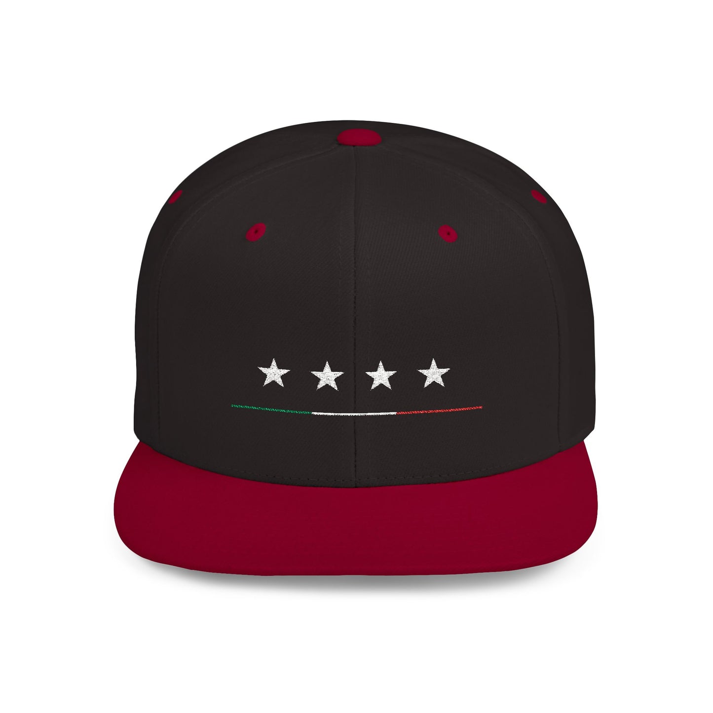 4 Star Italian Embroidered Flat Bill Snapback Hat