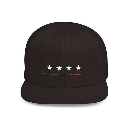 4 Star Italian Embroidered Flat Bill Snapback Hat