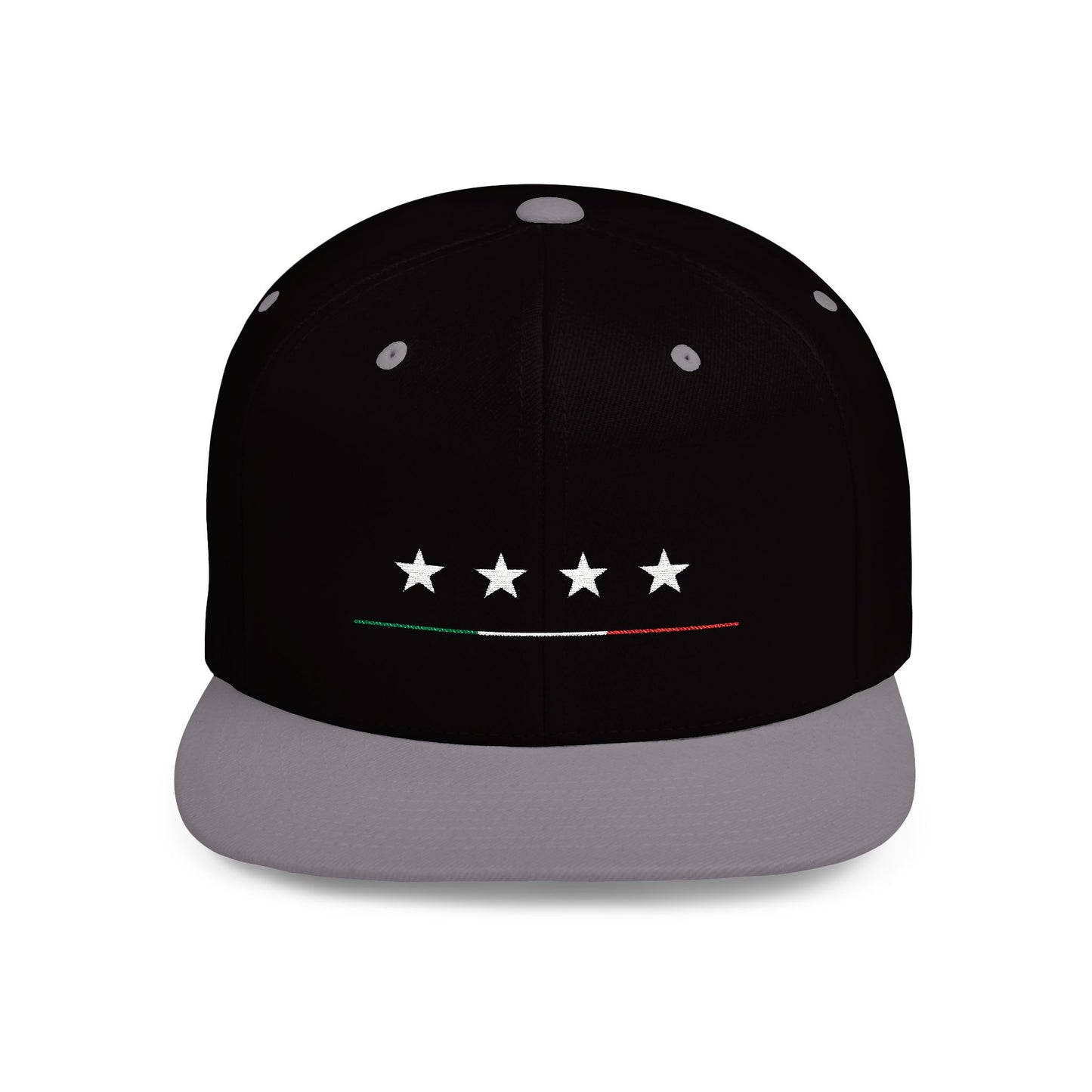 4 Star Italian Embroidered Flat Bill Snapback Hat