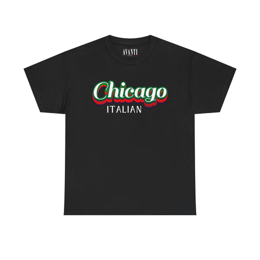 Chicago Italian Unisex Heavy Cotton Tee - Stylish Black Shirt for Proud Italians